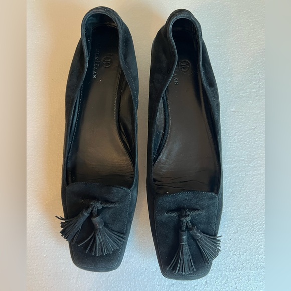 Cole Haan Black Suede Loafers Flats Tassels on Square Toe Air Brogan Size 10 AA - Picture 2 of 11